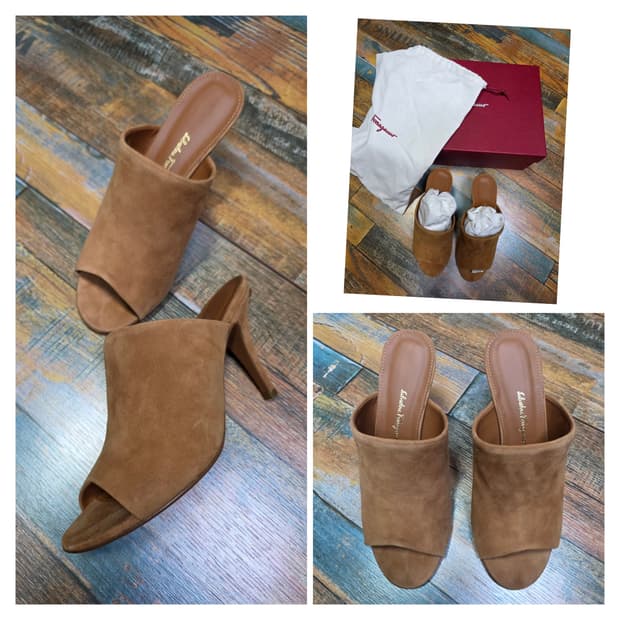 페라가모 스웨이드 뮬 / 샌들 / 7 (235~240)