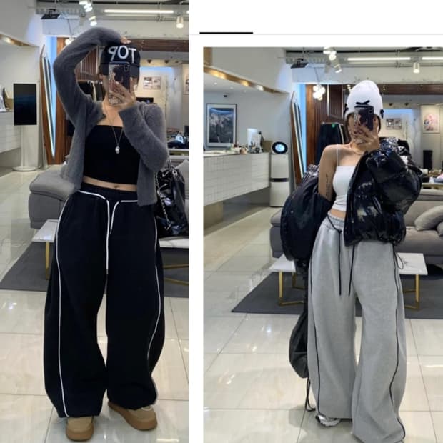 기모 와이드 트레이닝 팬츠