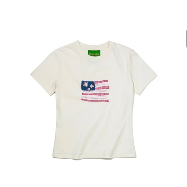 마이네임이즈피터 USA FLAG APPLIQUE T-SHIRT
