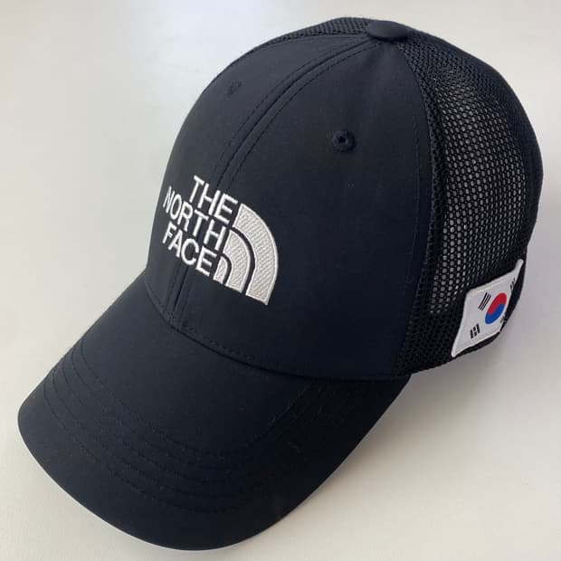 노스페이스 화이트라벨 로고 메쉬 캡 - 블랙/코리아 에디션