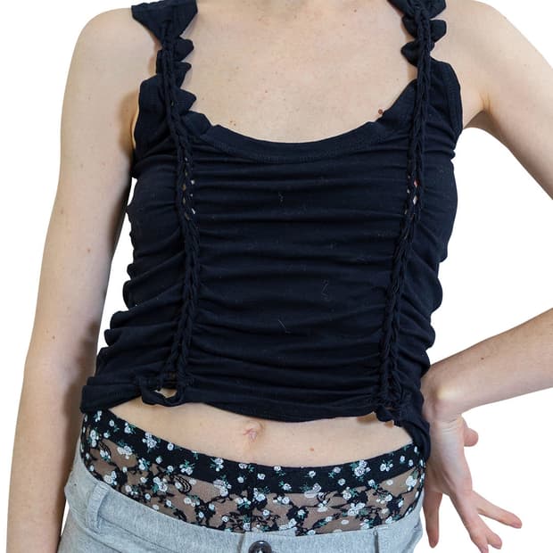 [F]퍼버즈 26ss 브레이드 탱크 슬리브리스 탑/블랙