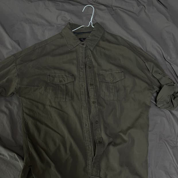 빈티지 카키 브라운 7부 셔츠 모리걸 하구미