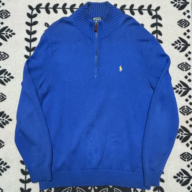 폴로 랄프로렌 블루 하프집업 니트