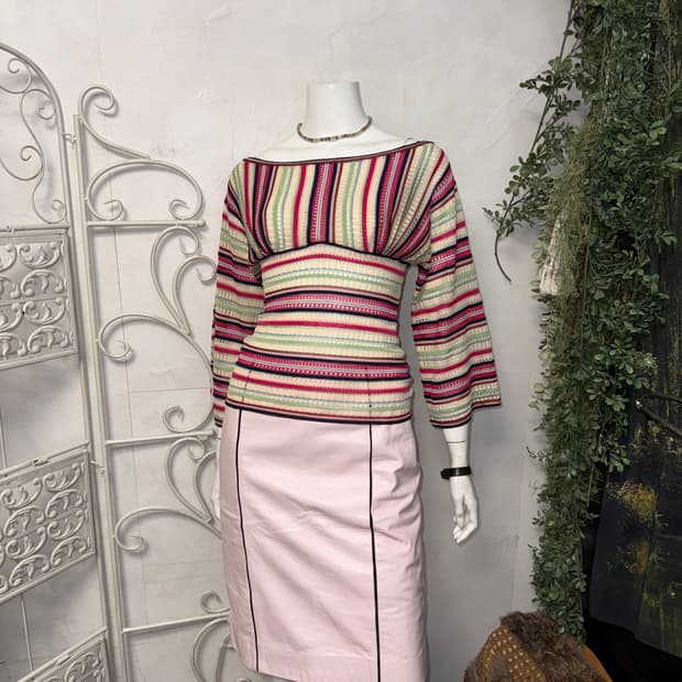 Missoni pink green offshoulder corset 니트