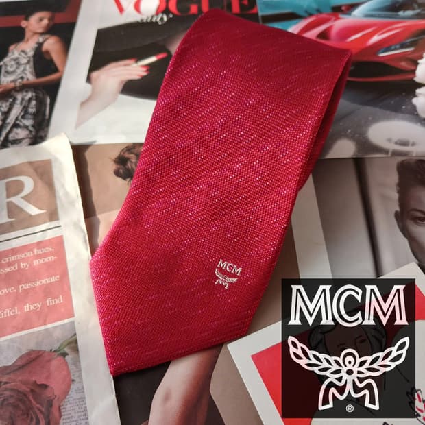 MCM 엠씨엠 실크 레드 넥타이 8.3cm A+등급 A19640