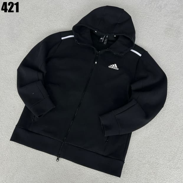 아디다스 블랙 후드 집업 