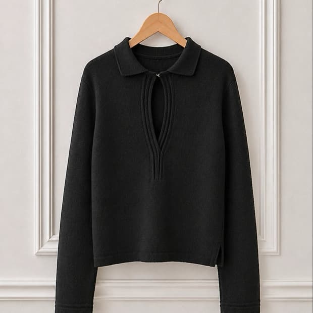 빈티지 프론트 홀터 슬릿 카라 울 니트 vintage wool knit