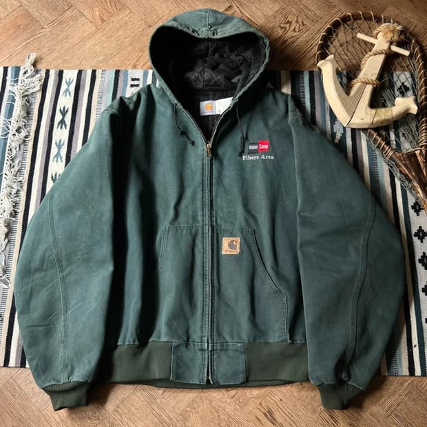 [2XL]90's 칼하트 USA J06 헌터그린 액티브 워크자켓