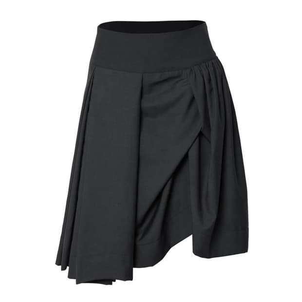 플레어업 드레이프 미디 스커트 차콜 Asymmetrical Draped