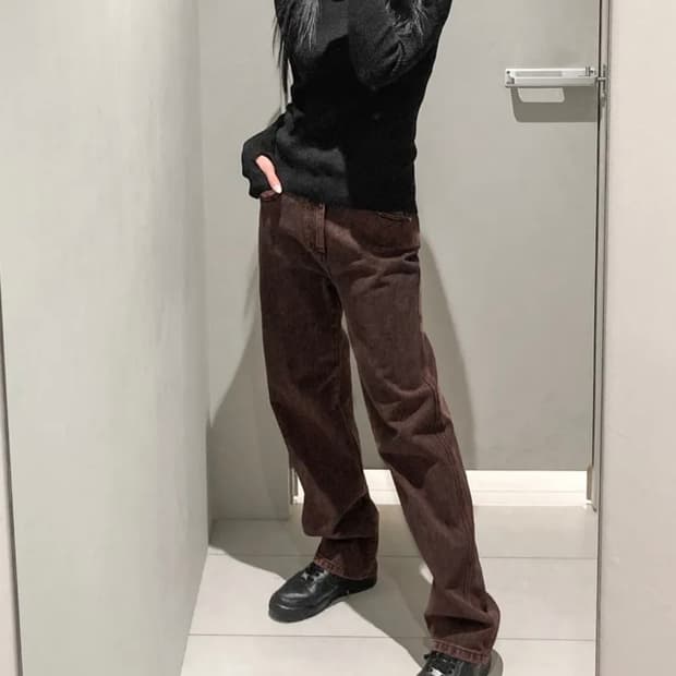 인사일런스우먼 멀티 컬러 스트레이트 진 acid brown