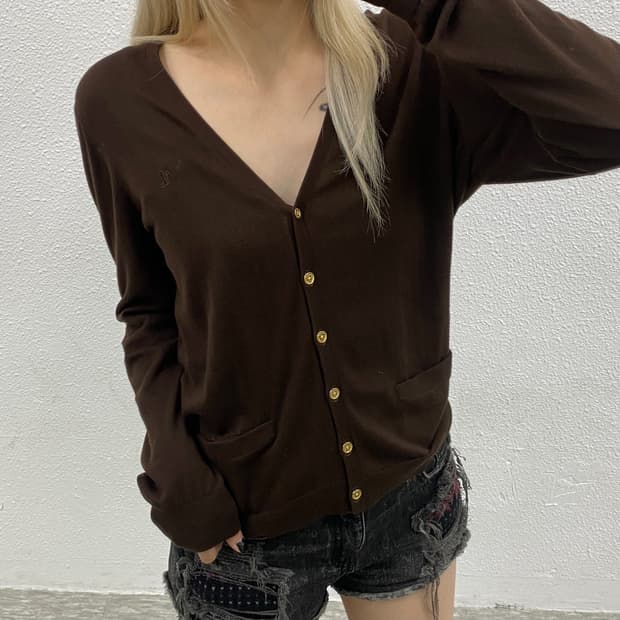 폴로 랄프로렌 골드버튼 브라운 가디건 L