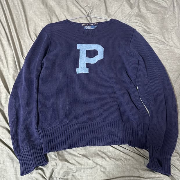 폴로 랄프로렌 P 로고 니트 네이비