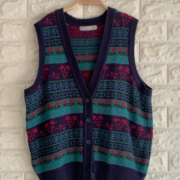 모리걸 패턴 조끼 베스트