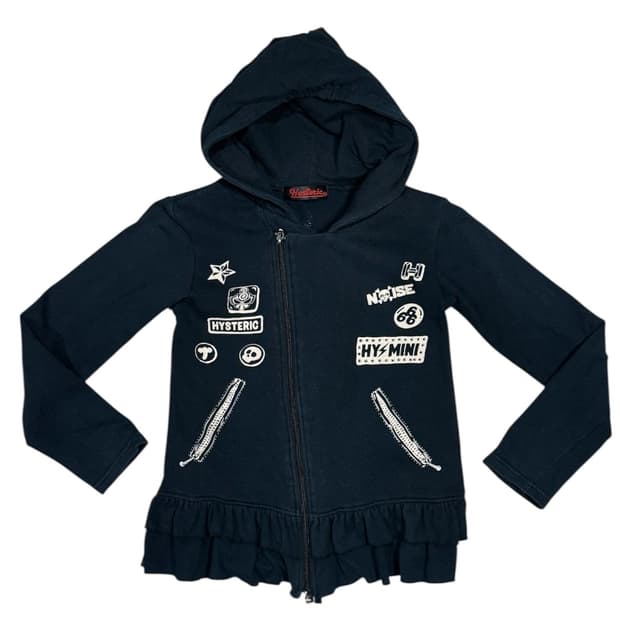 히스테릭 글래머 아카이브 프릴 사선 지퍼 후드 집업 자켓