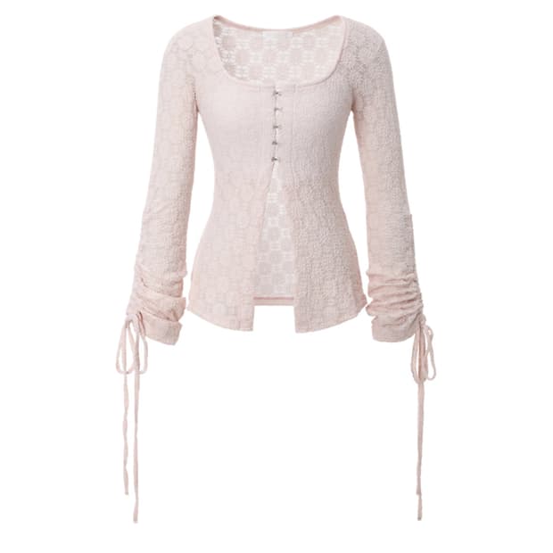 쓰리타임즈 포지 레이스 탑 핑크