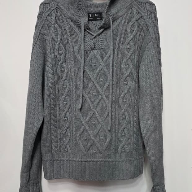 타임 여성 양모 후드 니트