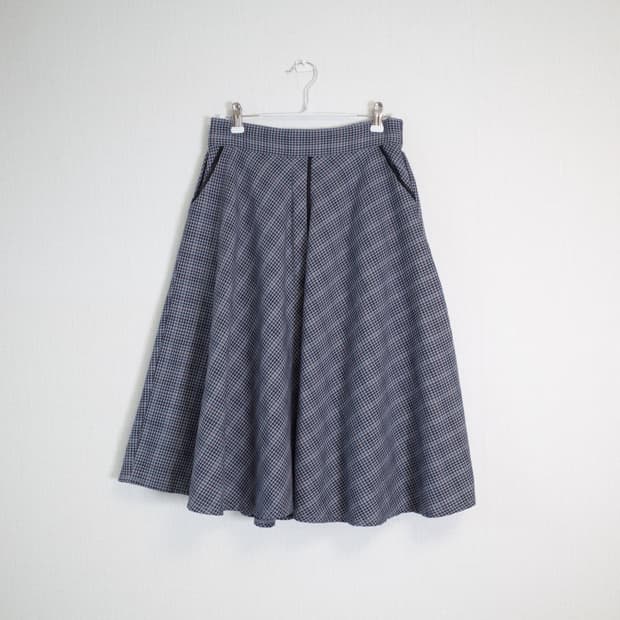 lace pocket micro check skirt