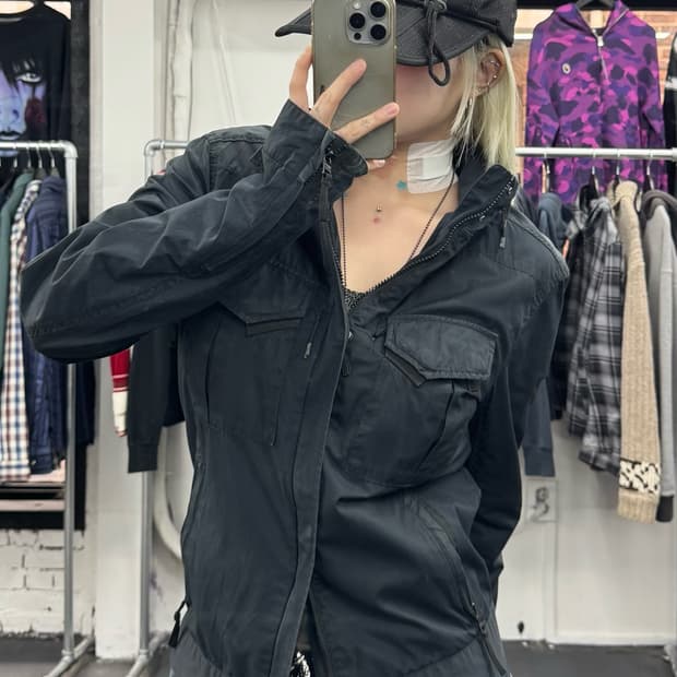 아르마니 익스체인지 넥버튼 코튼 자켓