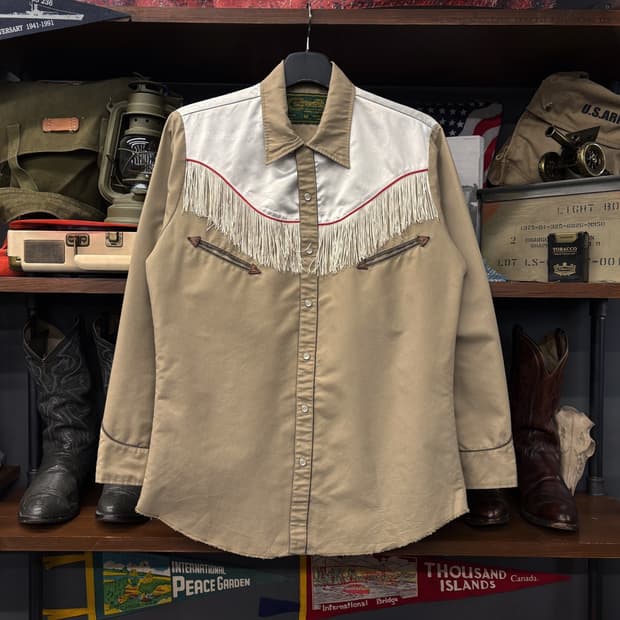 SUTRES 멕시코 새틴 프린지 셔링 웨스턴 셔츠 N515