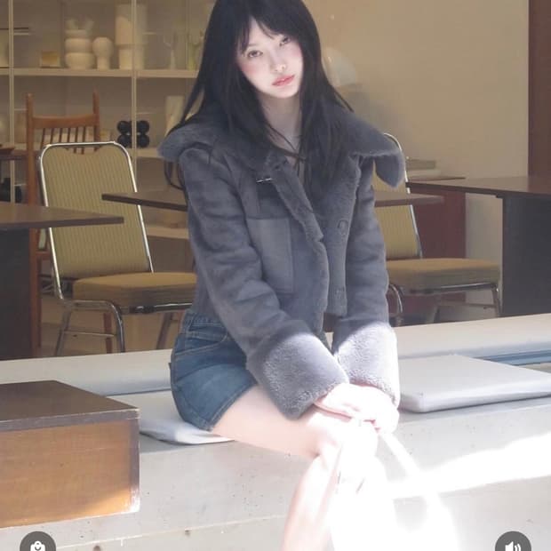 낫유어로즈 리버시블 세일러 무스탕 차콜 S