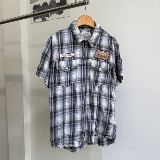 LEVIS 체크 반팔 집업 셔츠 