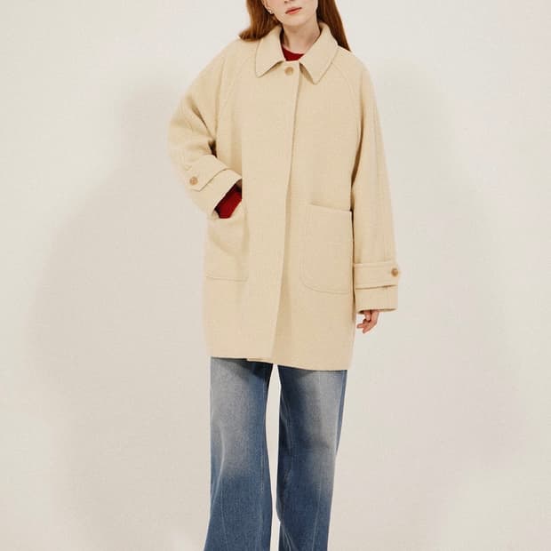 키뮤어 부클 울 하프 코트