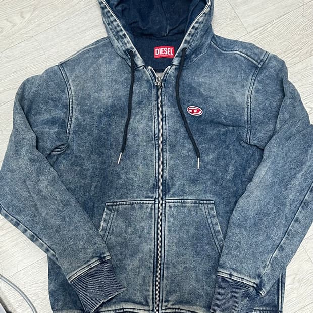 디젤(Diesel) 워시드 데님 후드 집업 재킷