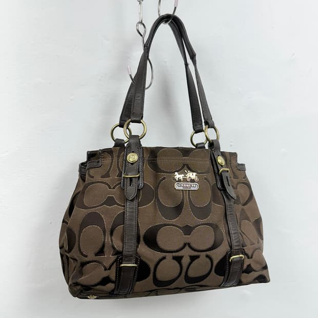 Coach dark brown stud bag