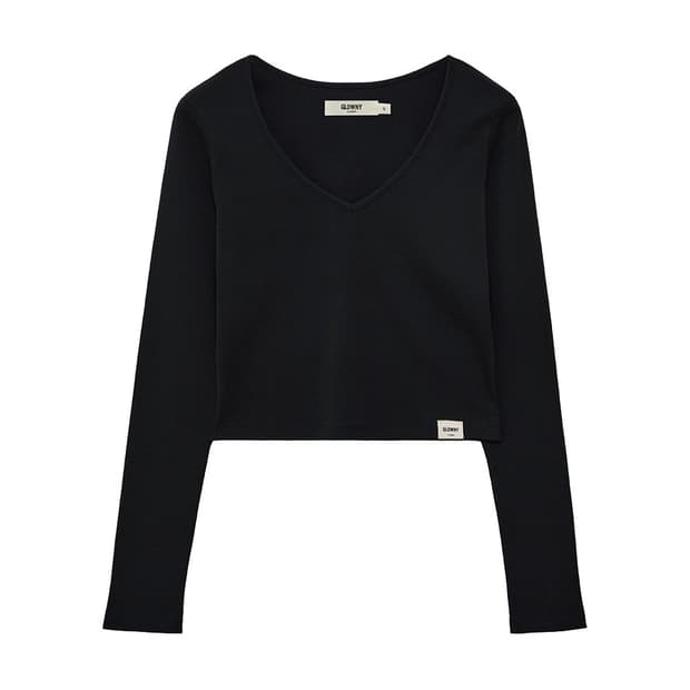 글로니 클래식 브이넥 롱슬리브 블랙