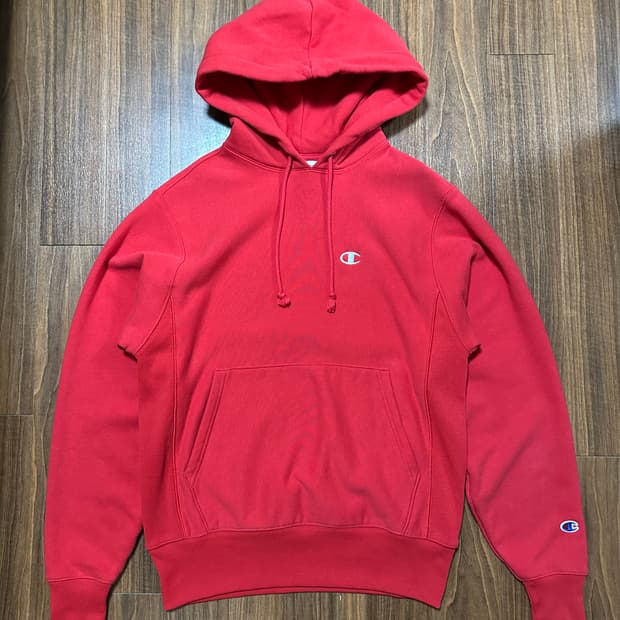 (S) 챔피온 리버스위브 후드티 레드