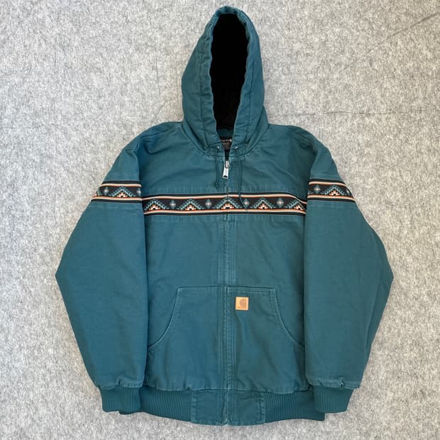 XL 칼하트 그린 몬타나 루즈핏 아즈텍 덕 액티브 자켓 