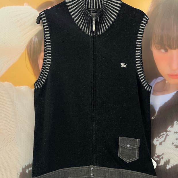 BURBERRY 버버리 차콜 니트집업