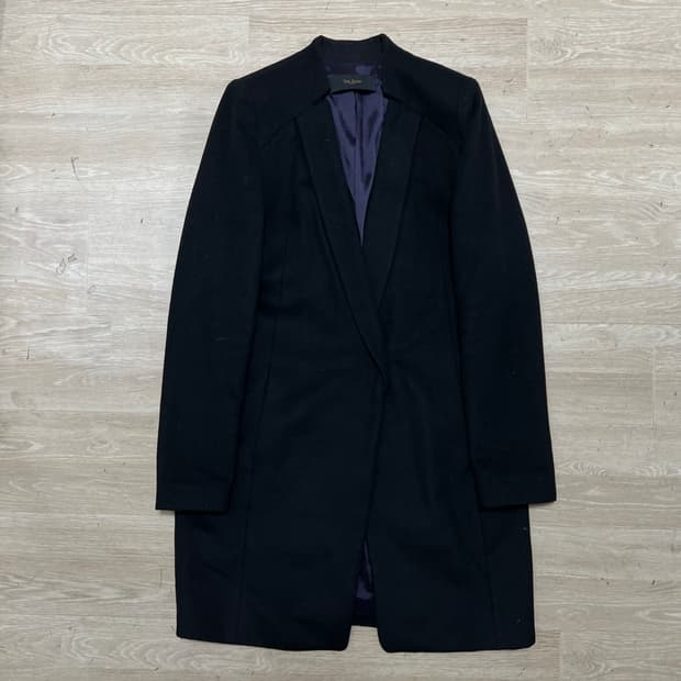 더 아이잗 여성 모직 노카라 싱글코트 [블랙] 85-88-155