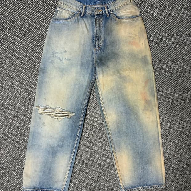 1) ancellm UNEVEN 5P DENIM PANTS