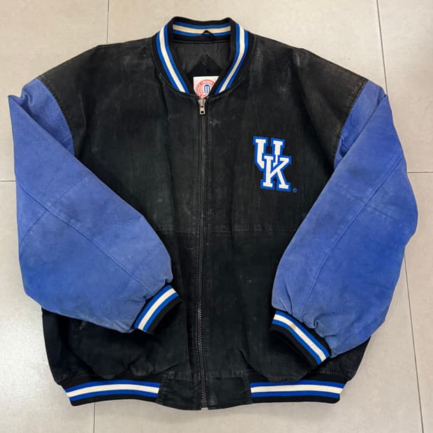 90’s 켄터키대 가죽 바시티 자켓 XL