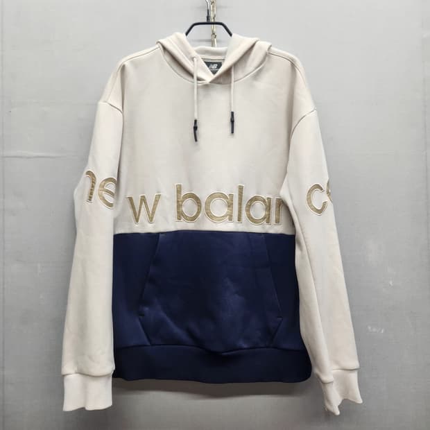 뉴발란스 배색 레터링 자수 빅로고 후드티 XL