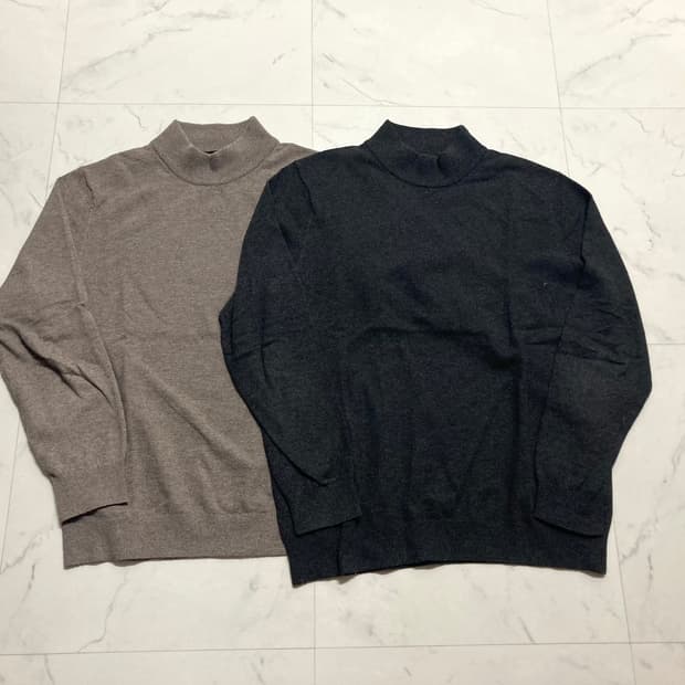 파렌하이트 캐시미어 워셔블 모크넥 니트 2벌 105-110