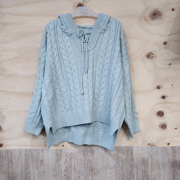 671) 여성 케이블 후드 니트
