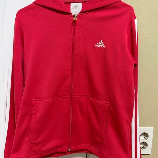 (거의 새상품)ADIDAS 아디다스 3S 에센셜 플리스 후드집업 레드 1