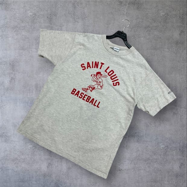 아웃스탠딩 베이스볼 빅로고 그레이 반팔티