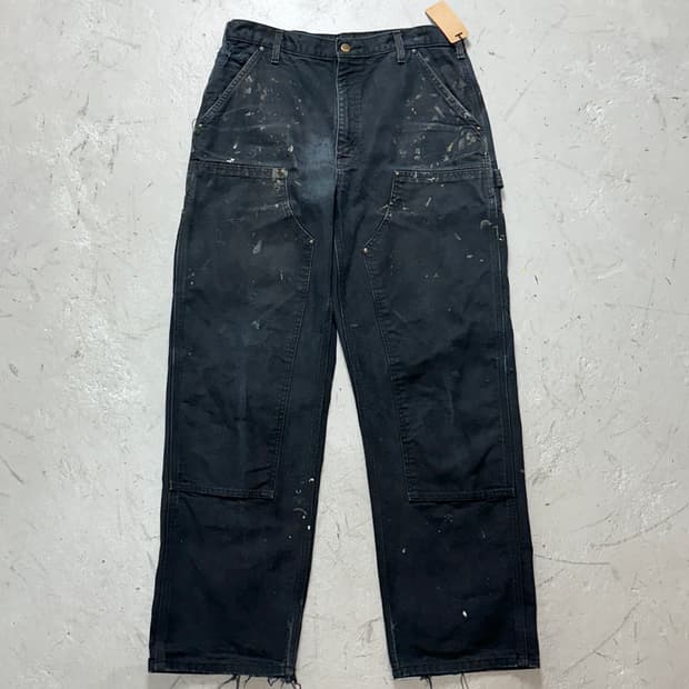 OG 칼하트 B136 더블니 블랙 칼하트 썩블니 워크팬츠