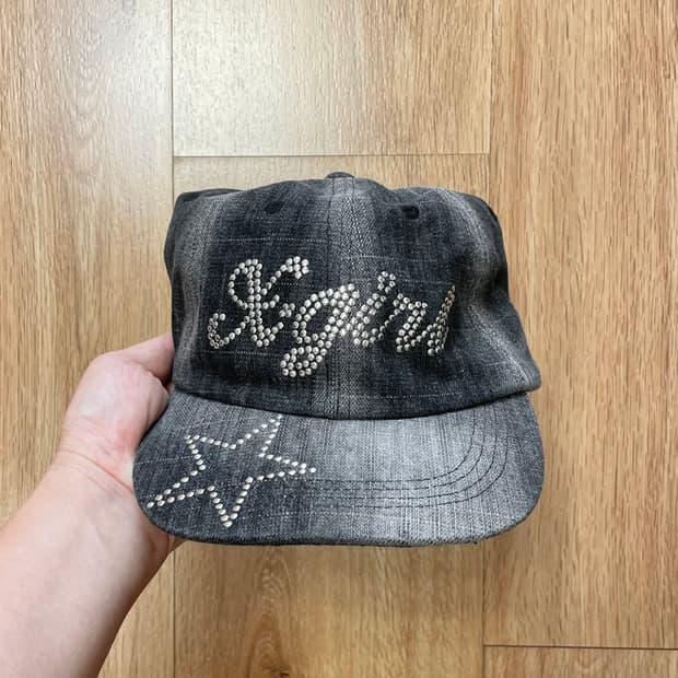택포) 국내 유일 엑스걸 JP y2k 갸루스타일 흑청 데님 볼캡 모자