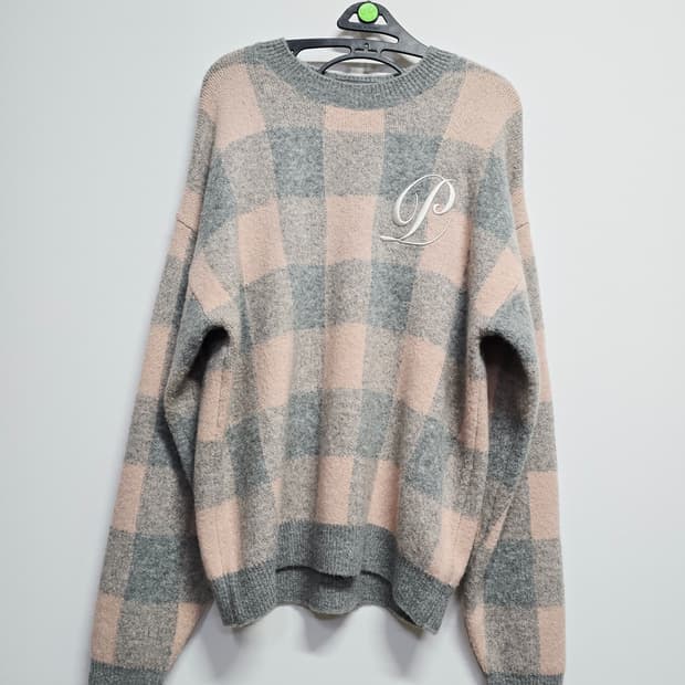 피플오브더월드 체크 패턴  양모혼방 풀오버니트