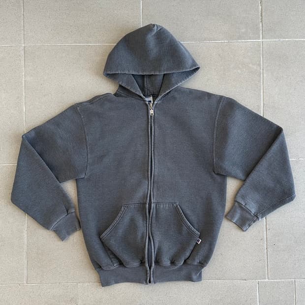 90s 빈티지 러셀 후드집업 다크그레이 M