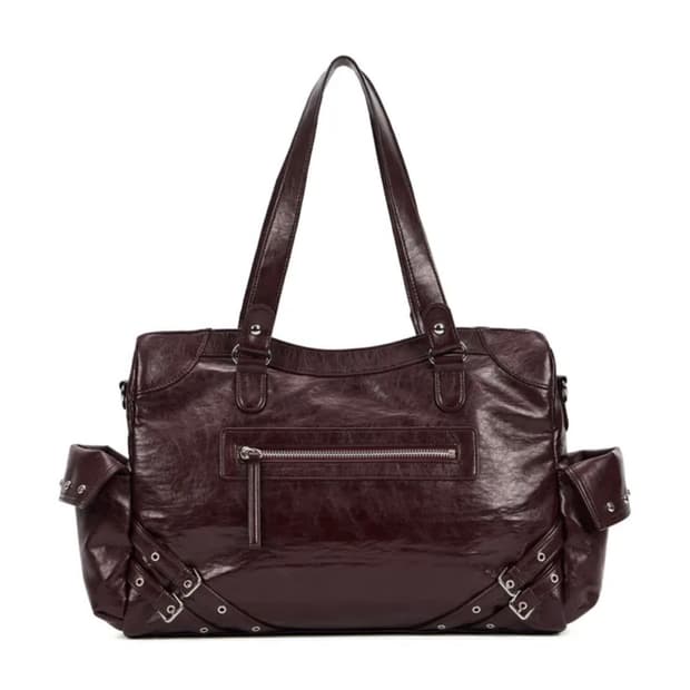 다이닛 스터드 포켓 빅백 숄더백 크로스백 가방 버건디