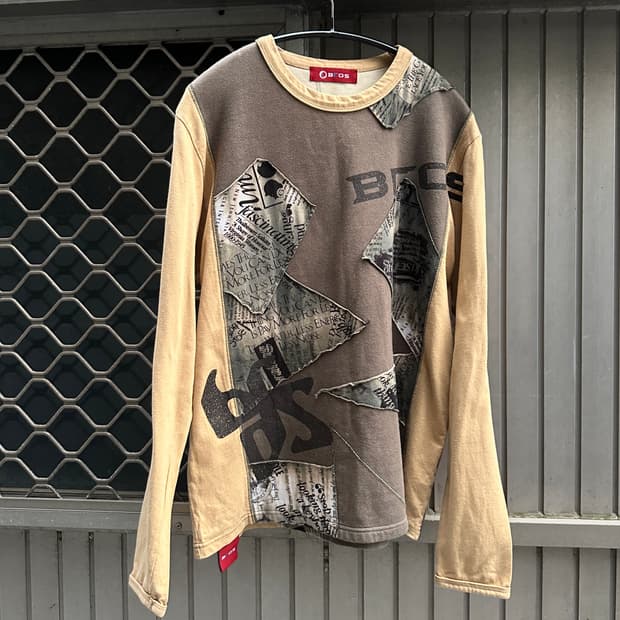 Bros grunge patch detail long sleeve