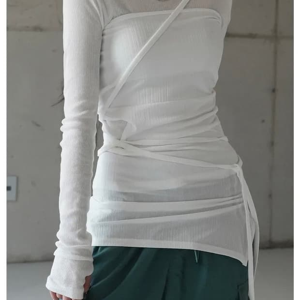 바이러니원 스위트 스트랩 레이어드 홀 원피스