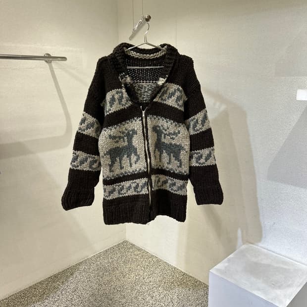 코위찬 빈티지 핸드메이드 노르딕 니트 집업