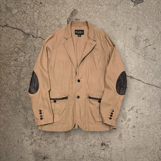 Eddie Bauer 사파리자켓 스타일 가죽 엘보 패치