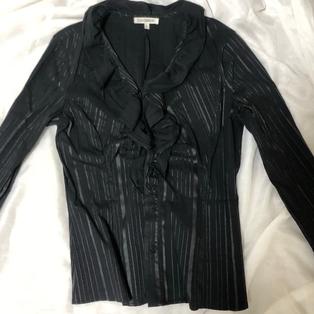 나라까미체 스트라이프 스판 셔츠 블랙 긱시크 고딕